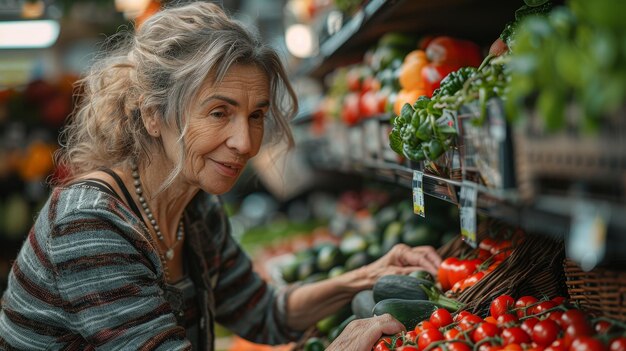 Aider une femme âgée à faire ses courses en tant que bénévole