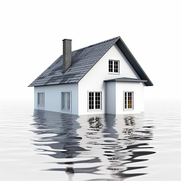 Aidez la pluie à faire monter l'eau Une maison se noie lors d'une inondation