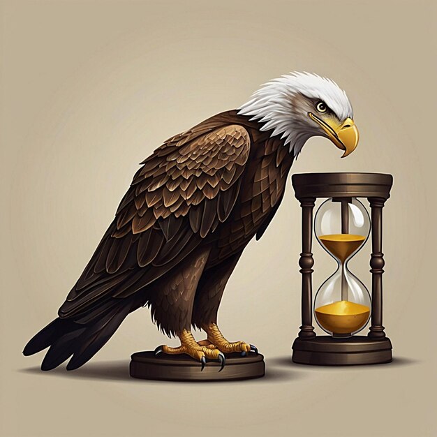 l'aigle l'animal le temps le sablier le temps qui passe la durée de vie l'oiseau la nature le symbole de la liberté