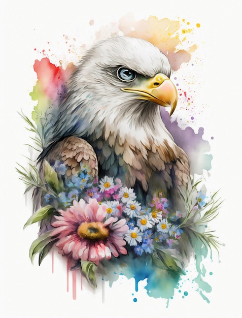 aigle, aquarelle, illustration