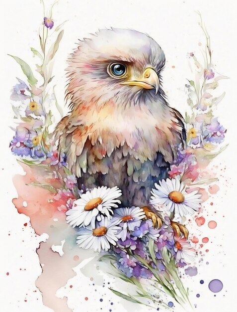 aigle, aquarelle, illustration