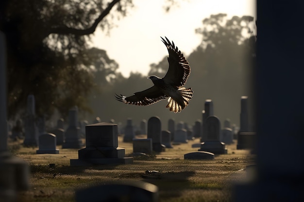 Aigle au réseau de neurones du cimetière américain ai généré