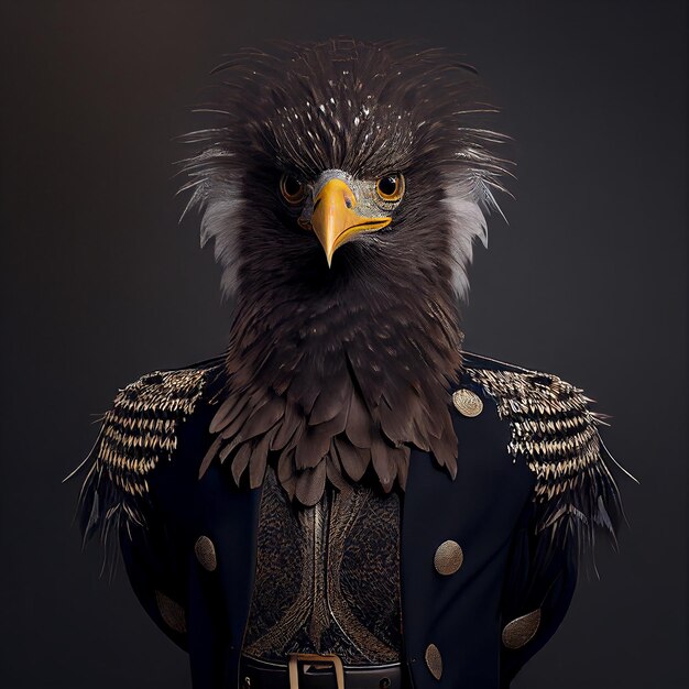 un aigle dans des tenues punk rock