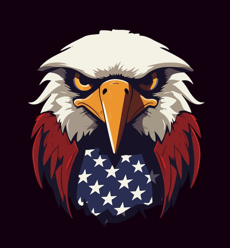 Photo aigle avec un drapeau sur son visage