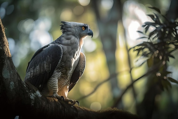 Aigle harpie puissant dans la canopée de la forêt tropicale humide