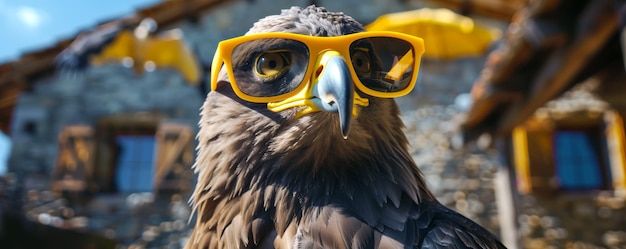 L'aigle avec des lunettes de soleil majestueuses et élégantes