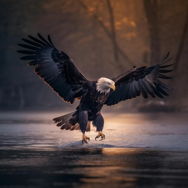 Photo l'aigle le matin à la chasse