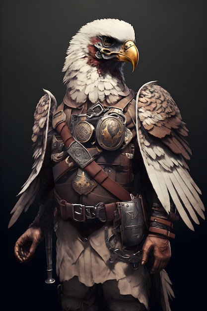 aigle portant un casque militaire