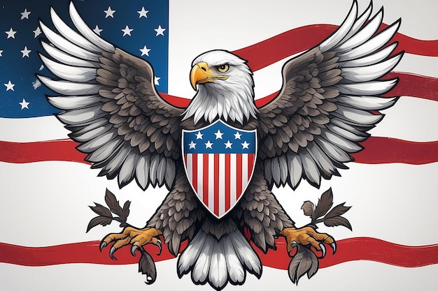 L'aigle à tête blanche américain Symboles patriotiques des États-Unis d'Amérique AI générative