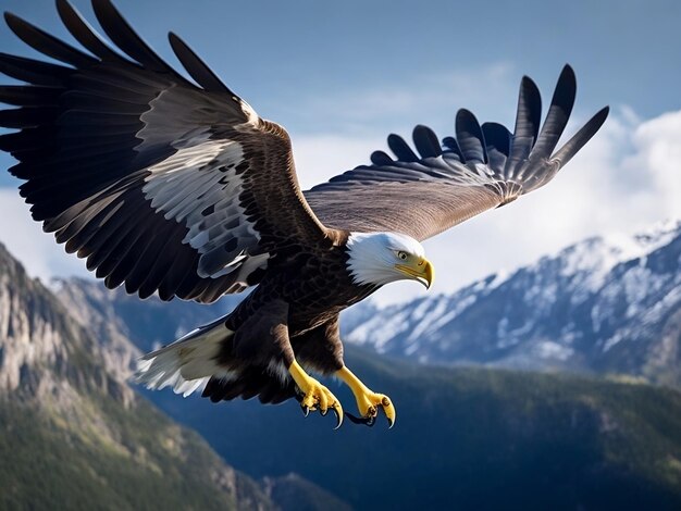 Un aigle à tête blanche et des griffes jaunes