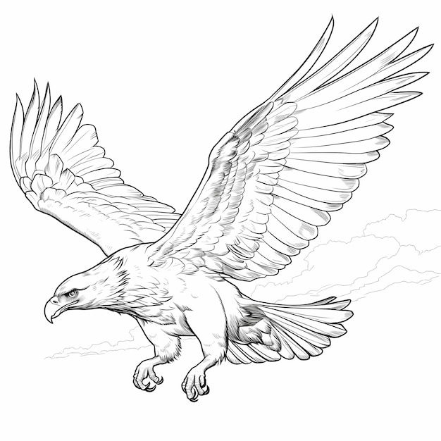 Photo l'aigle en vol réaliste, un livre à colorier très détaillé pour adultes