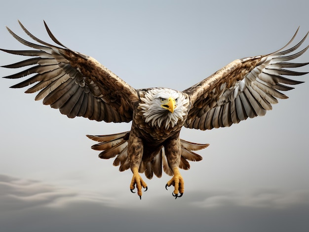 L'aigle volant avec les ailes déployées