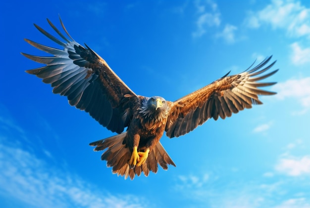 Aigle volant dans les airs avec un ciel bleu clair ai génératif
