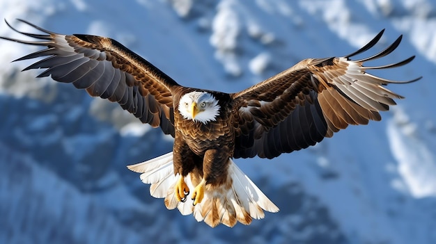 Photo aigle volant librement sous la lumière du soleil et le ciel bleu chasse aux oiseaux prédateurs en safari en afrique de l'est