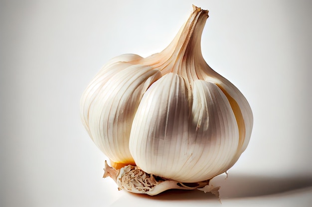 Un ail naturel frais avec un fond blanc