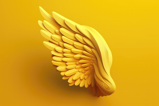 Photo aile d'ange 3d sur fond jaune ia générative