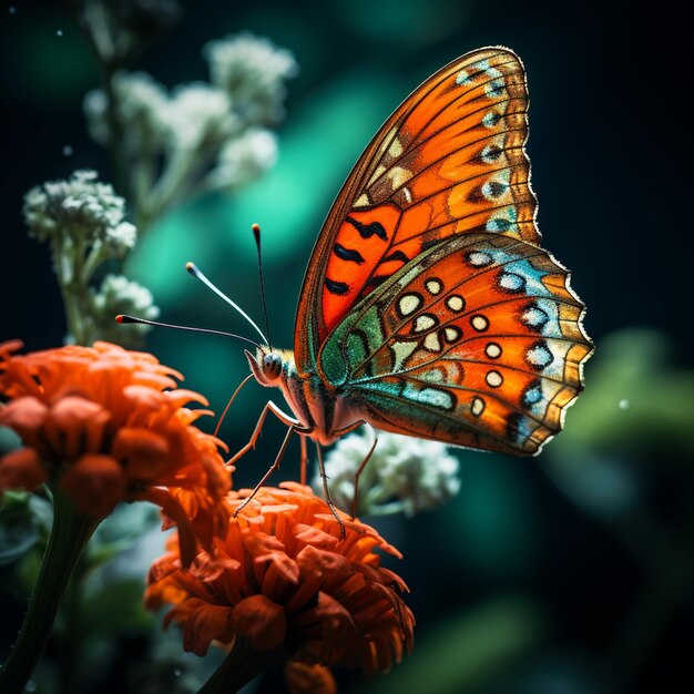 L'aile de papillon multicolore présente la beauté naturelle en plein air générée par l'IA