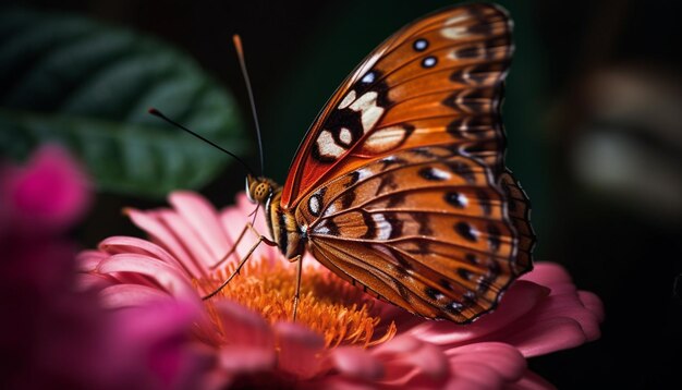 Aile de papillon et pétale de fleur au point générés par l'IA