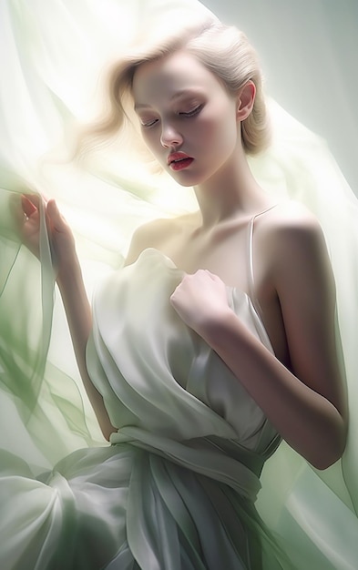 Ailes d'ange 3D éthériques Portrait de femme futuriste et illustrations de personnages fantastiques
