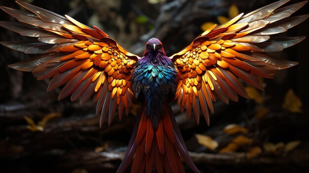 Photo les ailes colorées des oiseaux