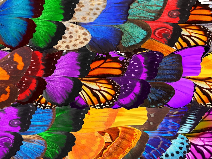 Photo ailes de papillon colorées. arrière-plan pour la conception
