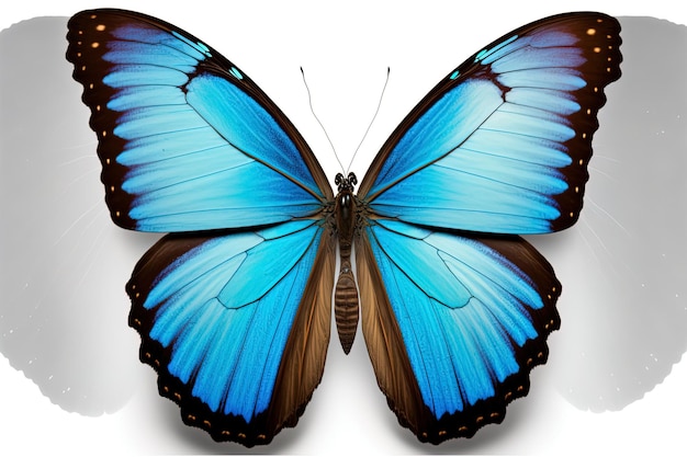 Ailes d'un papillon Morpho Morpho ailes de papillon isolé sur fond blanc