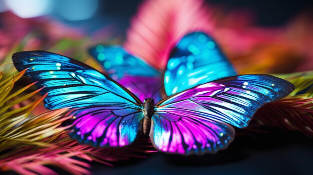 Photo des ailes de papillon vibrantes présentant des motifs délicats à la lumière naturelle