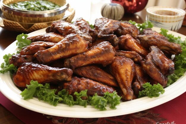 Ailes de poulet au four sur plateau de fête Favorif de la fête de saison