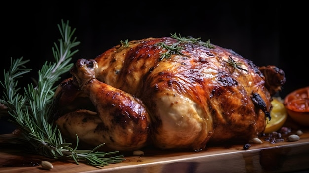 Ailes de poulet grillées aux herbes et épices sur une planche de bois