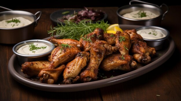 ailes de poulet grillées avec des épices et des herbes