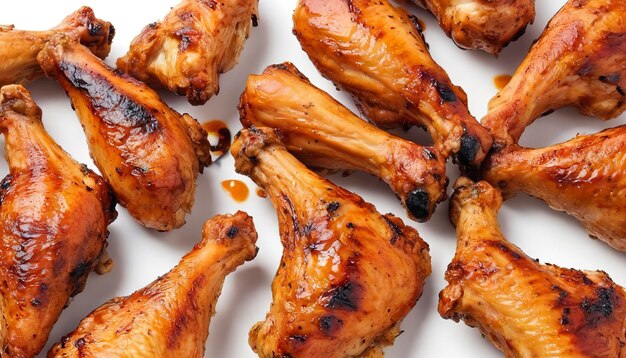 Ailes de poulet grillées sur fond blanc