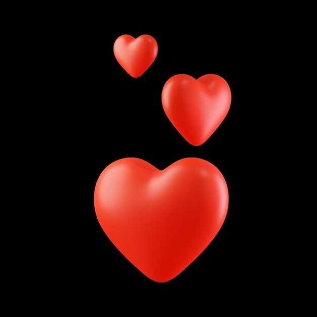 Aime les cœurs pour la vidéo en direct Voler des cœurs rouges aime isolés sur un fond noir