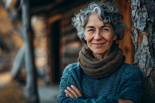 Photo un aîné souriant et actif avec les bras croisés.