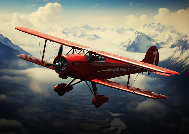 air avion rouge volant chaîne de montagnes film peau biplanes grands yeux banjo pistons boulons liste