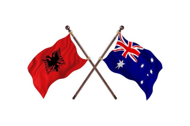 L'Albanie contre l'Australie deux drapeaux