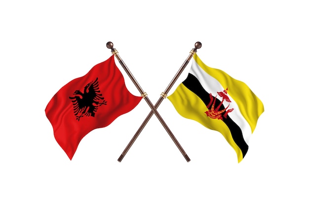 Albanie contre Brunei deux drapeaux