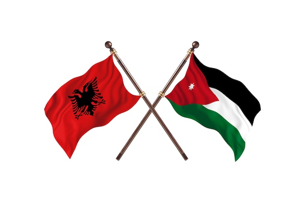 L'Albanie contre la Jordanie deux drapeaux