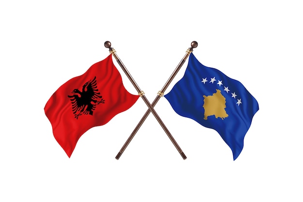 L'Albanie contre le Kosovo deux drapeaux