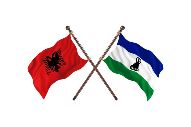 Albanie contre Lesotho deux drapeaux