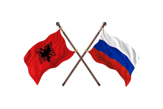 L'Albanie contre la Russie deux drapeaux