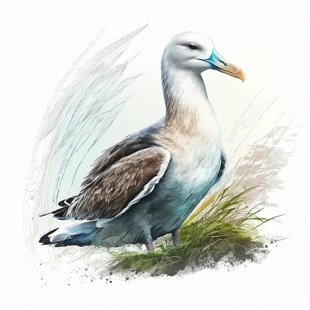 Albatros croquis illustration fond blanc image Ai généré art