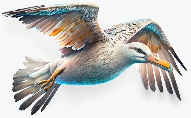 Un albatros. illustrations à l'aquarelle pour les enfants de style dessin animé généré par ai