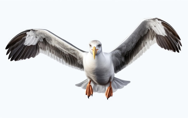 Albatros volant isolé sur fond blanc