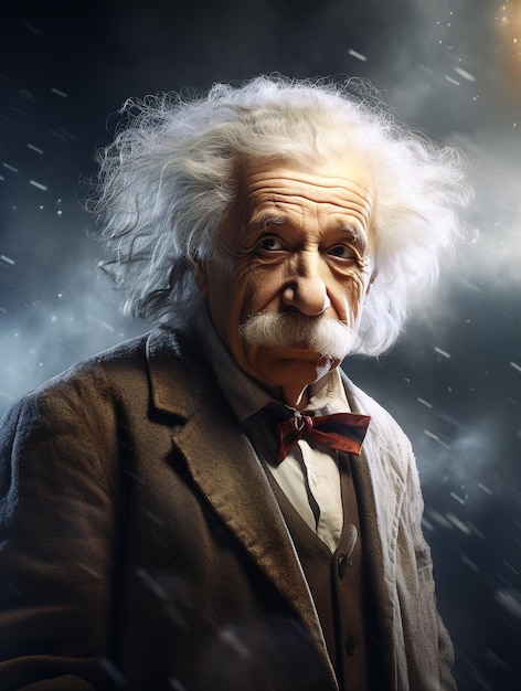 Albert Einstein avec une expérience scientifique cosmique