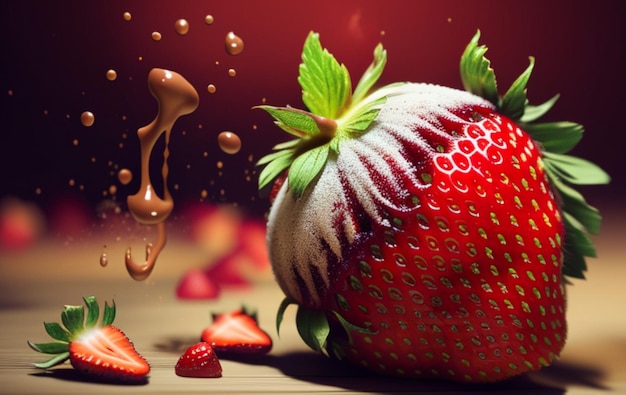 Alberto Seveso art fraise tomber dans un chocolat fouetté crémeux texture Alberto Seveso