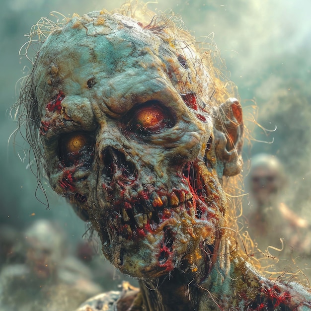 Un album photo visuel de monstres zombies plein d'ondes d'horreur et de moments d'apocalypse