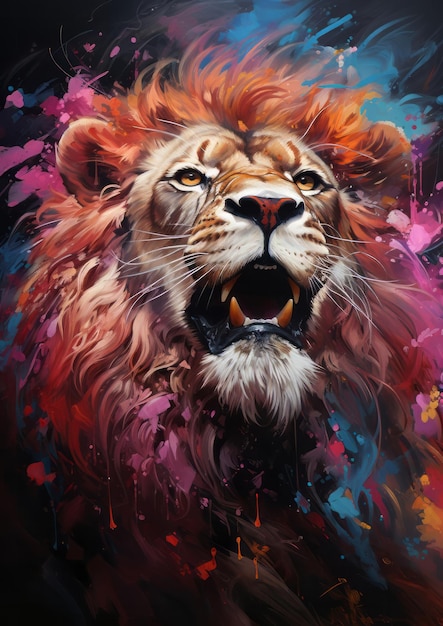 Album visuel Lion avec de nombreuses photos attrayantes dans différents styles artistiques