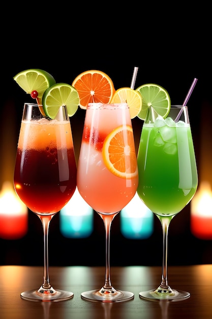 Alcool cocktail coloré de beauté