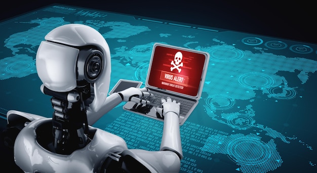 Une alerte d'avertissement de virus sur l'écran de l'ordinateur a détecté une cybermenace à la mode
