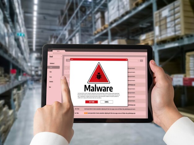 Alerte de malware de cyberattaque affiche la menace détectée sur l'écran de l'ordinateur